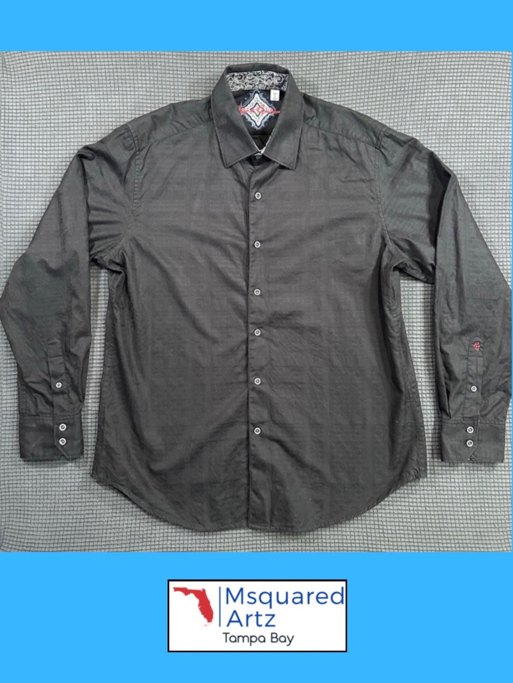 Robert Graham Classic Fit Shirt Men’s Large Black Jacquard Long Sleeve Cotton